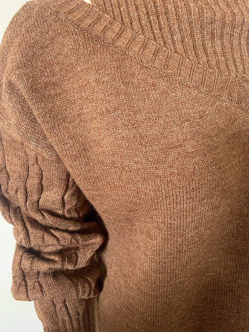 Women off-shoulder turtleneck loose sweater 18