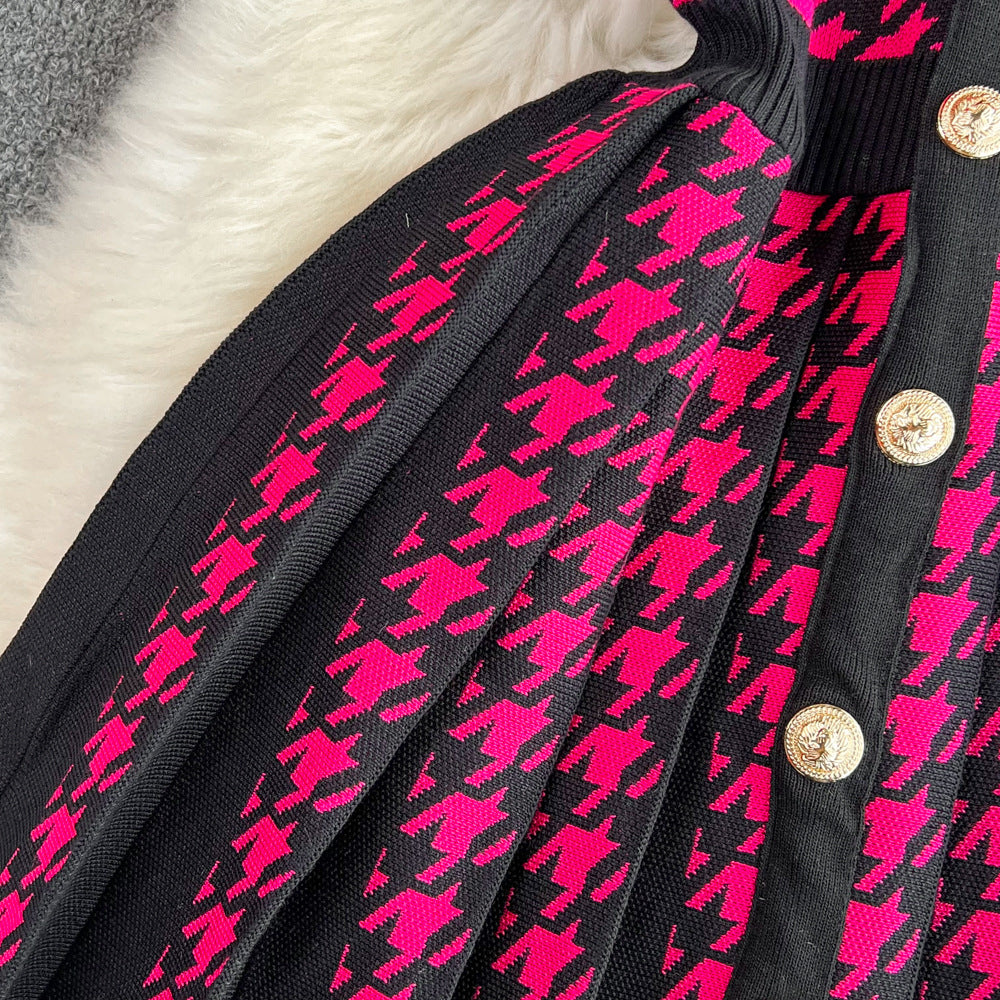 Summer Halter Neck Sleeveless Slim Waist A-Line Knitting Dress 10