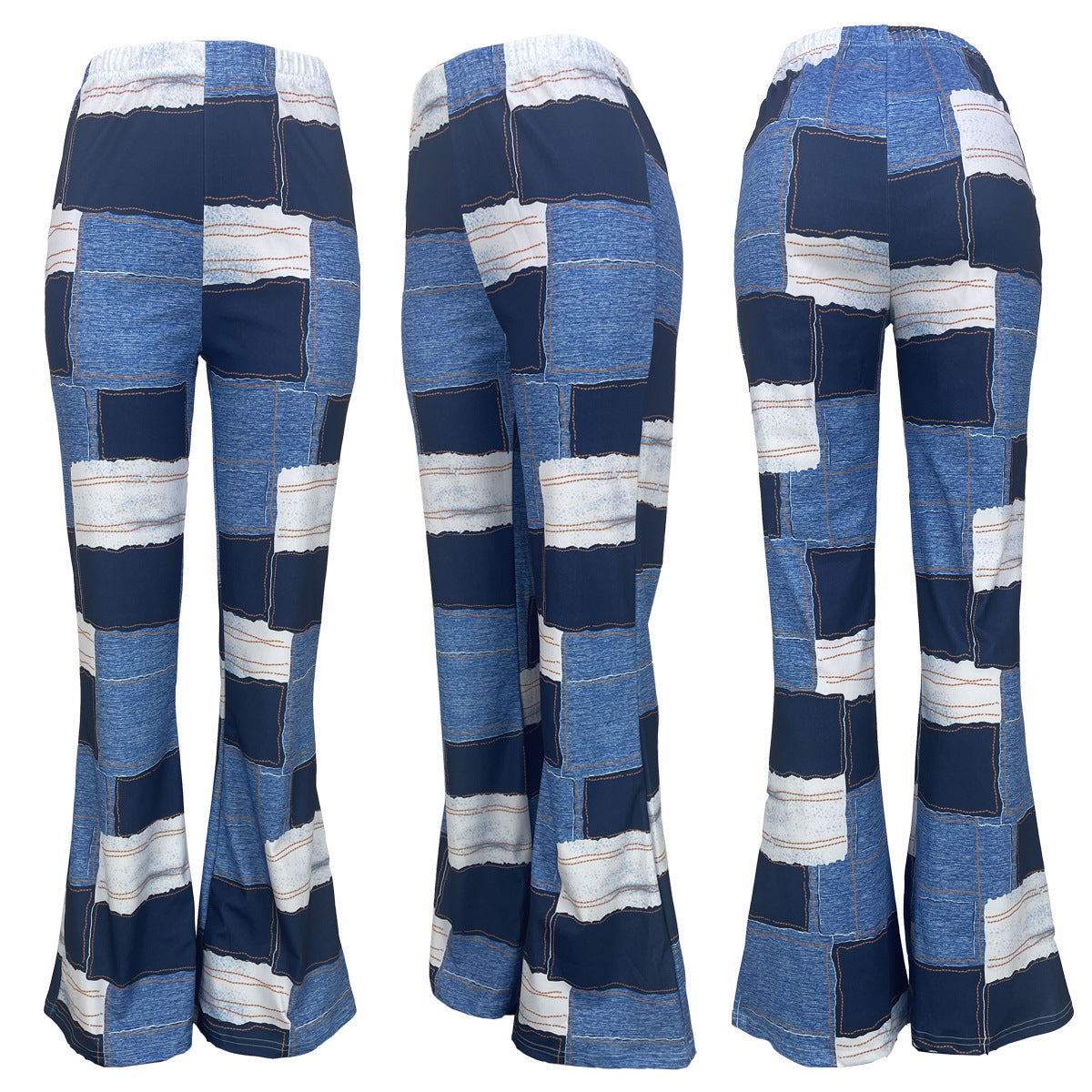 Women Casual Printed Plaid Casual Pants 14