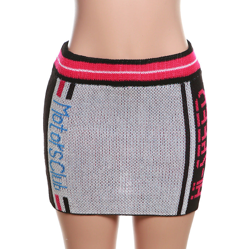 Women Letter Knitting Ribbed Top and Skirt two-piece set 64