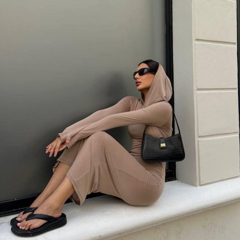 Women fall knitting hooded Bodycon dress 9