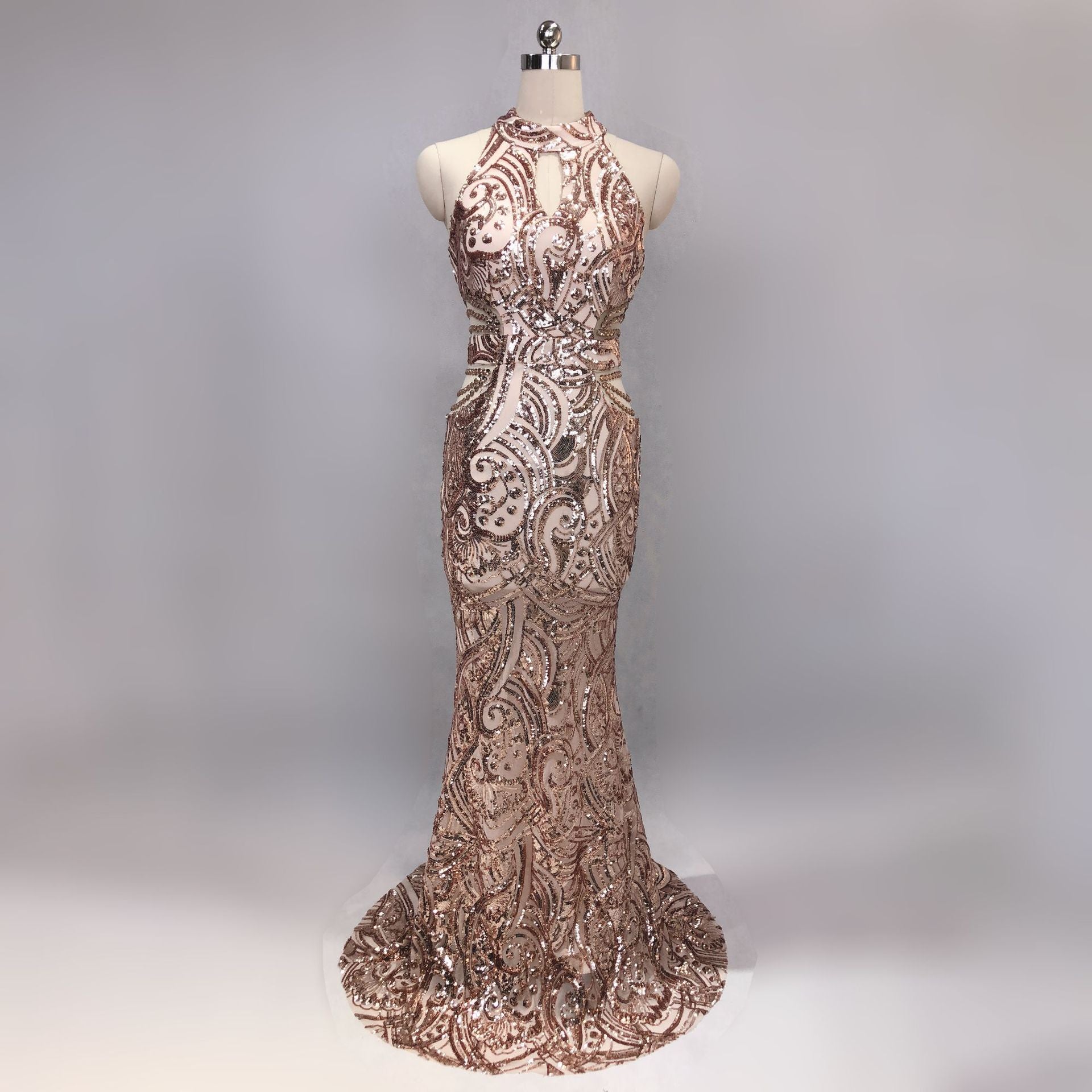 Women Formal Party Halter Neck Elegant Mermaid Evening Gown 11