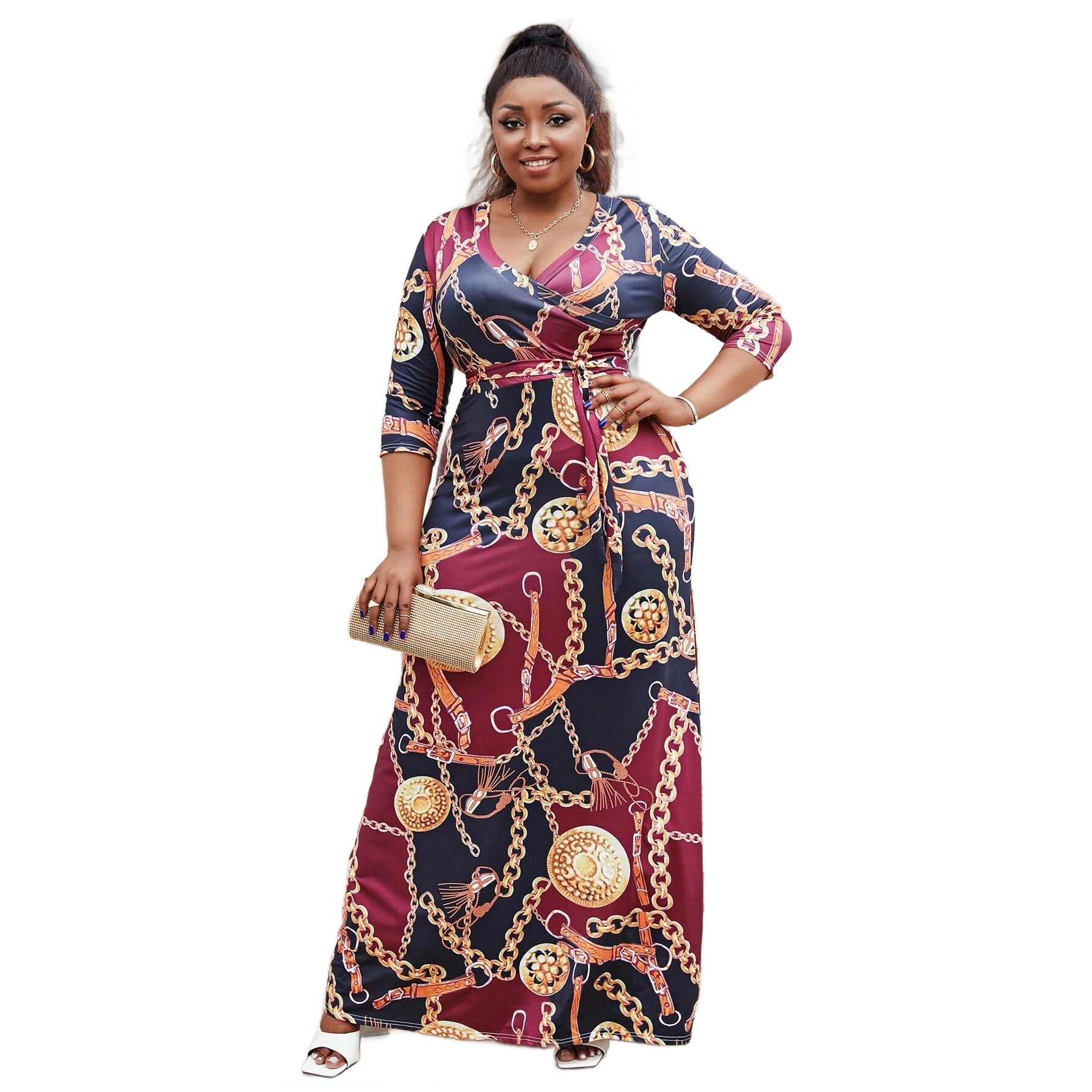 Sexy Fashion Chain Print Fashion Swing Dress