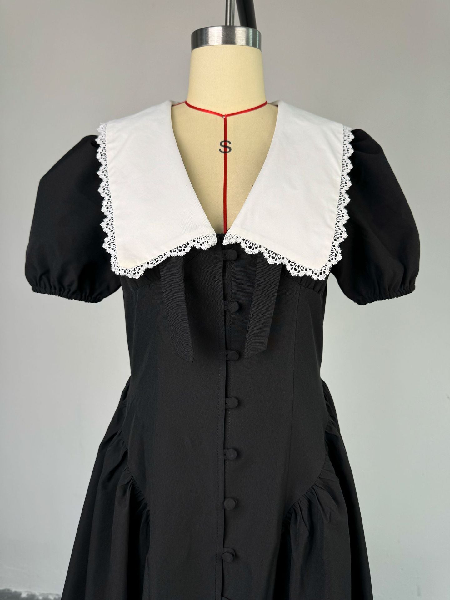 Women autumn and winter French puff sleeve Maxi dress 7