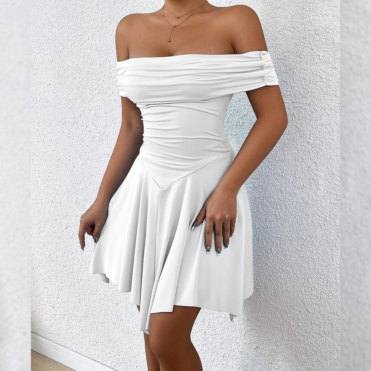 Women Summer Off Shoulder Irregular Strapless Off-shoulder sexy dress
