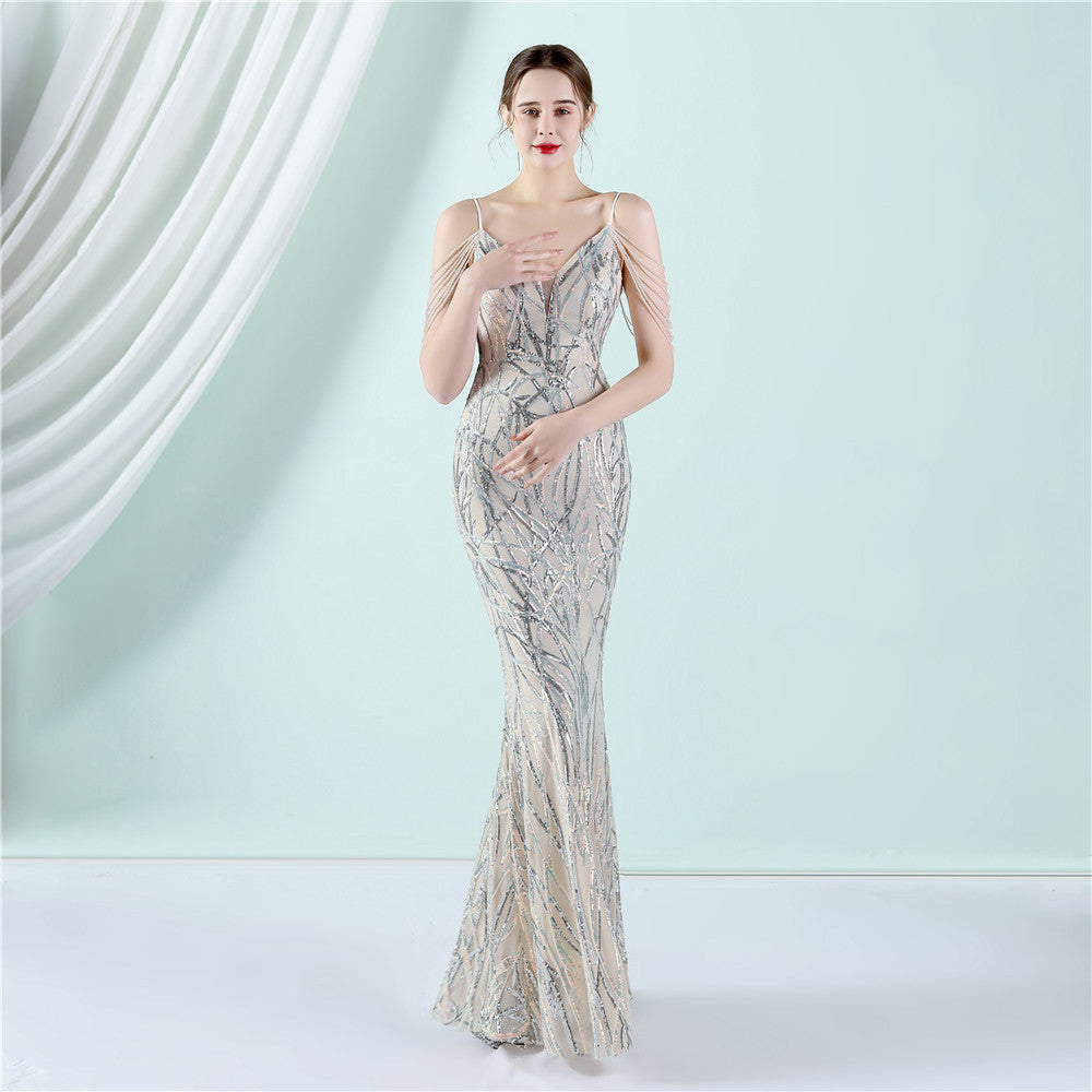 Plus Size Women Sequined Formal Party Maxi Evening Dress 17