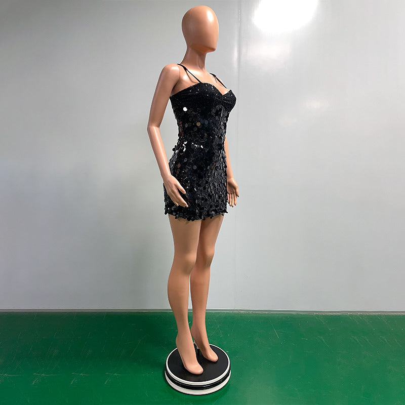 Summer Women's Glitter Sequin Low Back Strap Bodycon Dress 27
