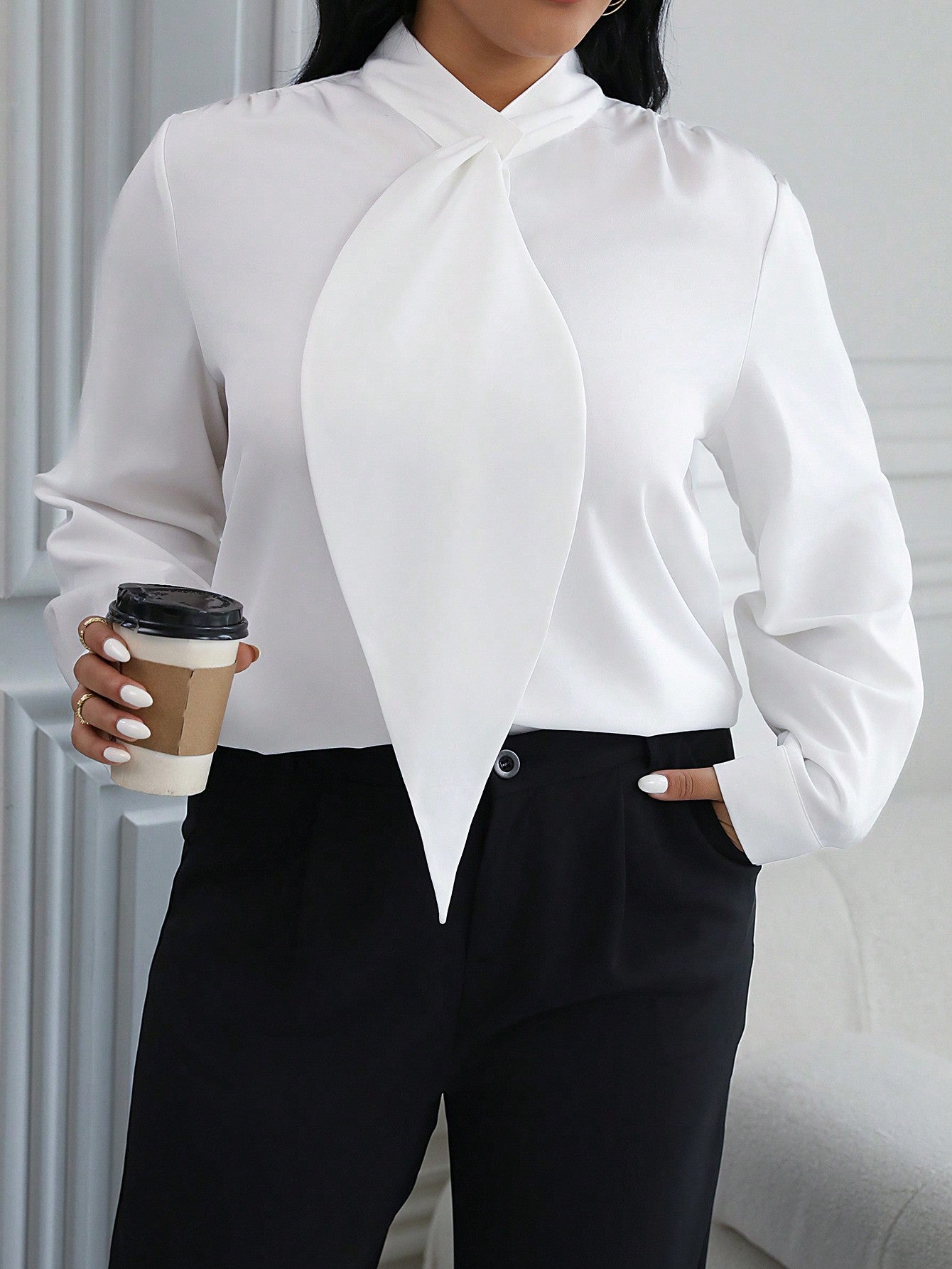 Women Spring Long Sleeve Ribbon Shirt