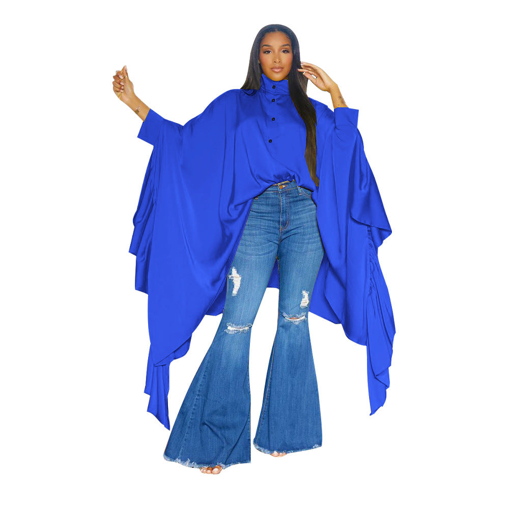 Women Fall Pleated Solid Shirt 13