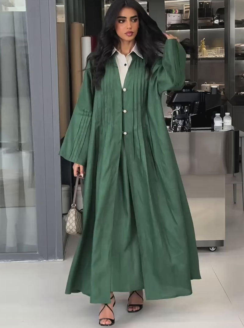 Chic Fashion Pleated Loose Long Shirt Coat 3