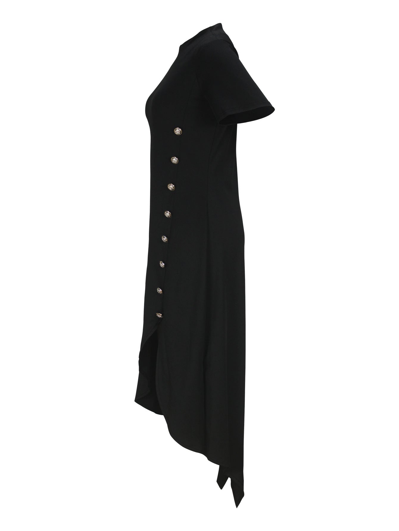 Women Elegant Irregular Side Button Dress 7