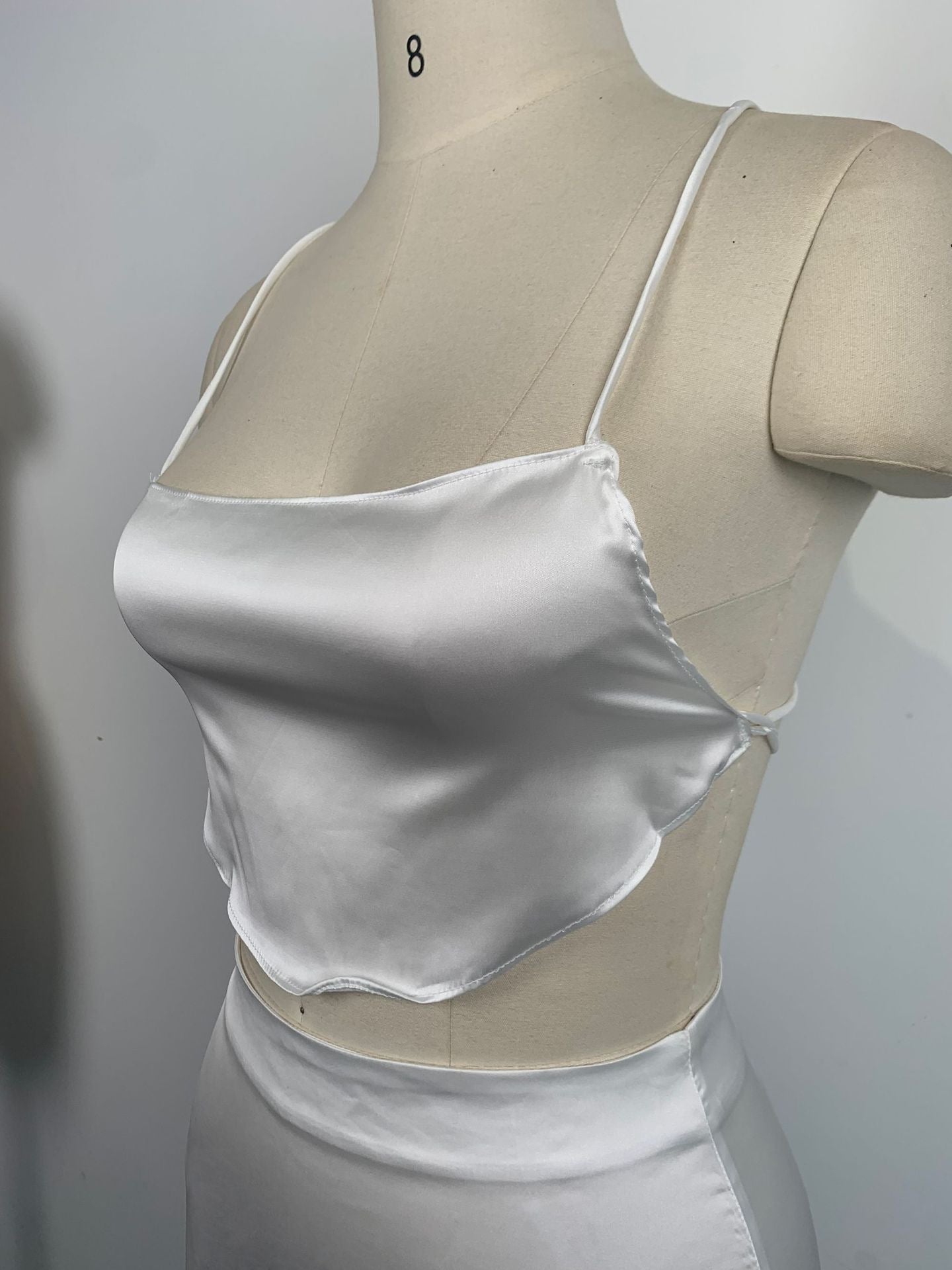 Women Sexy Pleated Backless Camisole and Bodycon Skirt Two-Piece Set 9