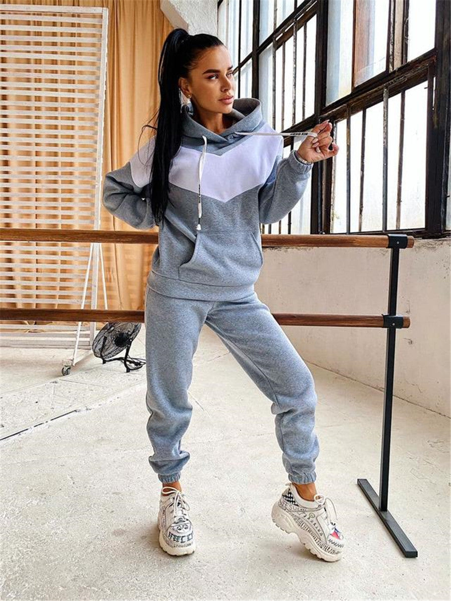 Autumn And Winter Women's Sports Casual Hoodies Set Two Piece Tracksuit 12