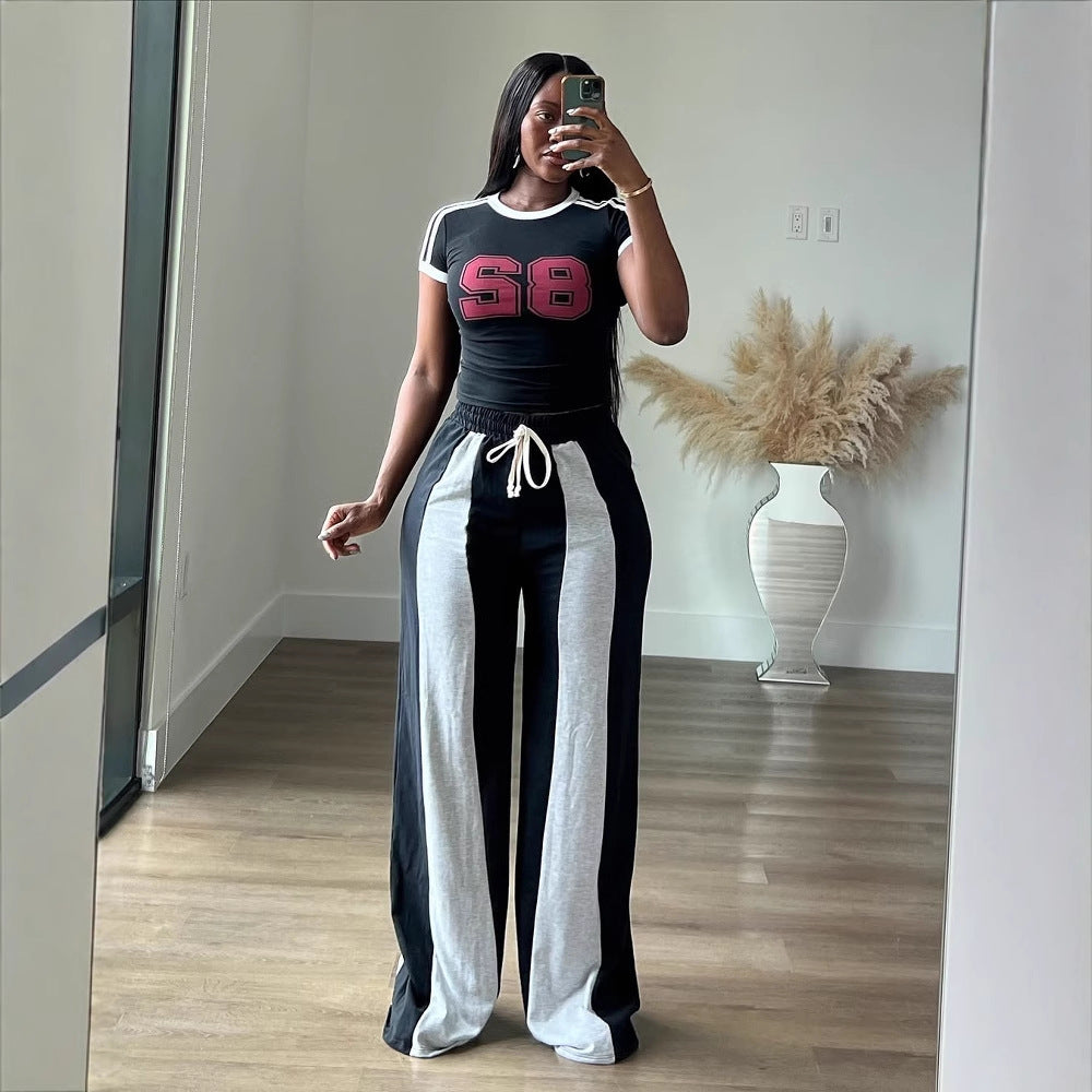 Women Casual Patchwork Loose Straight Pants 11