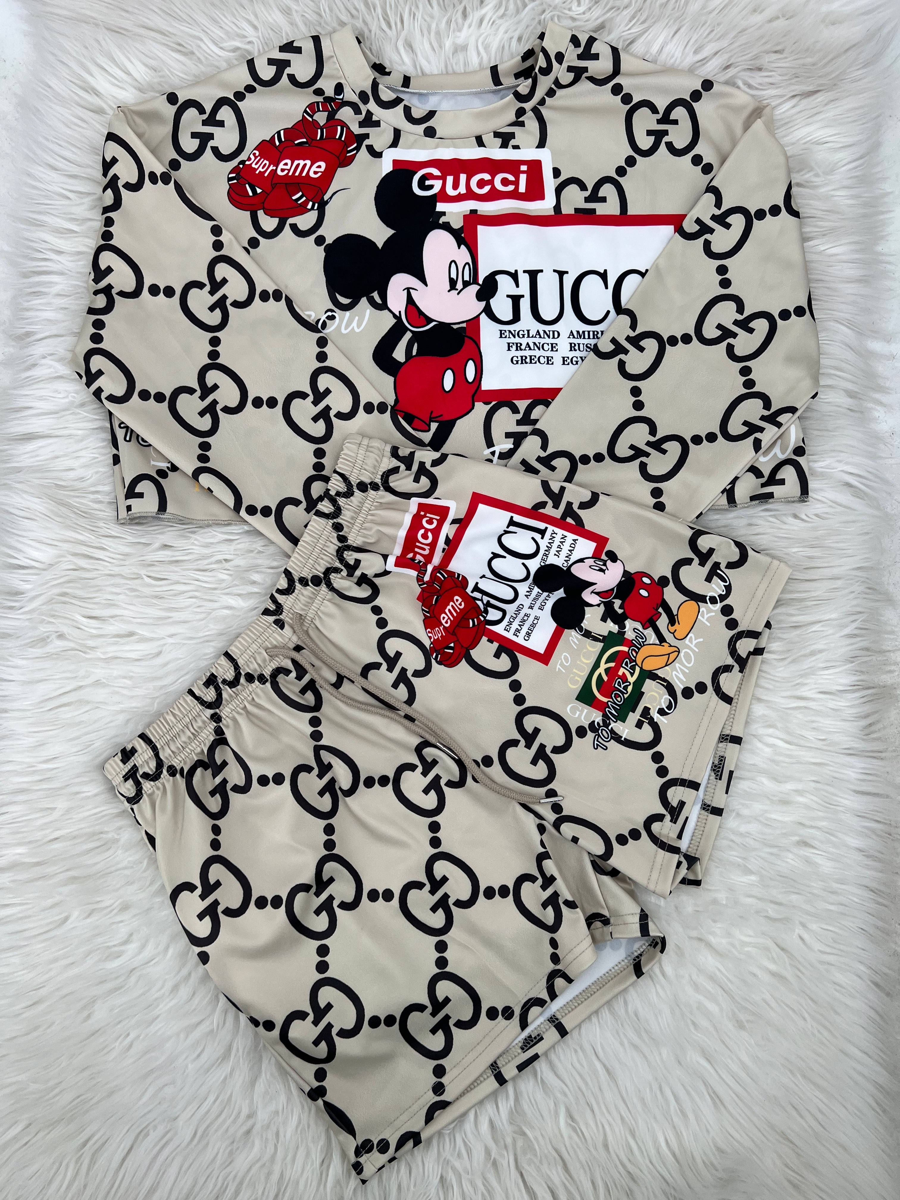 Women Cartoon Print Autumn Long-Sleeved Top and Shorts Two-Piece Set 9