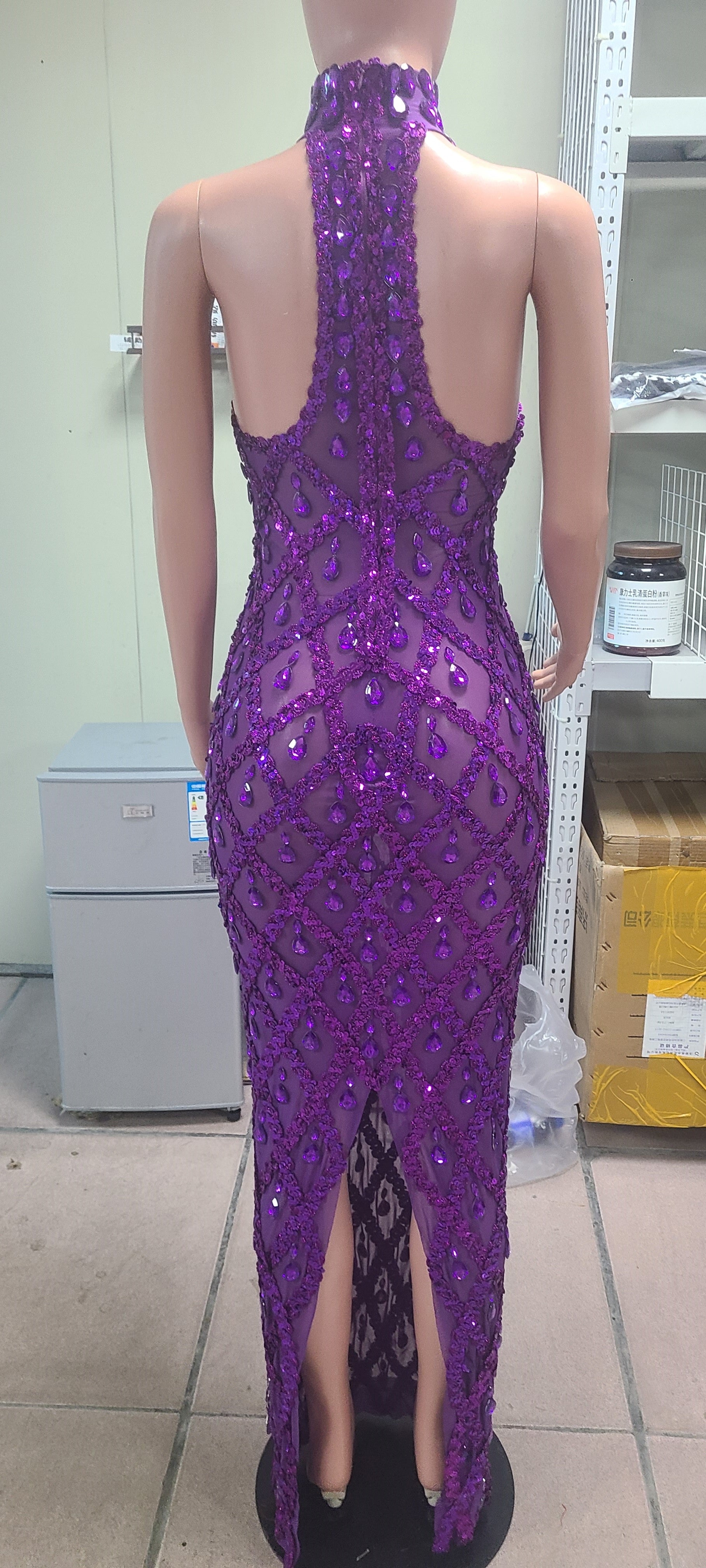 Plus Size Women rhinestone dress 45