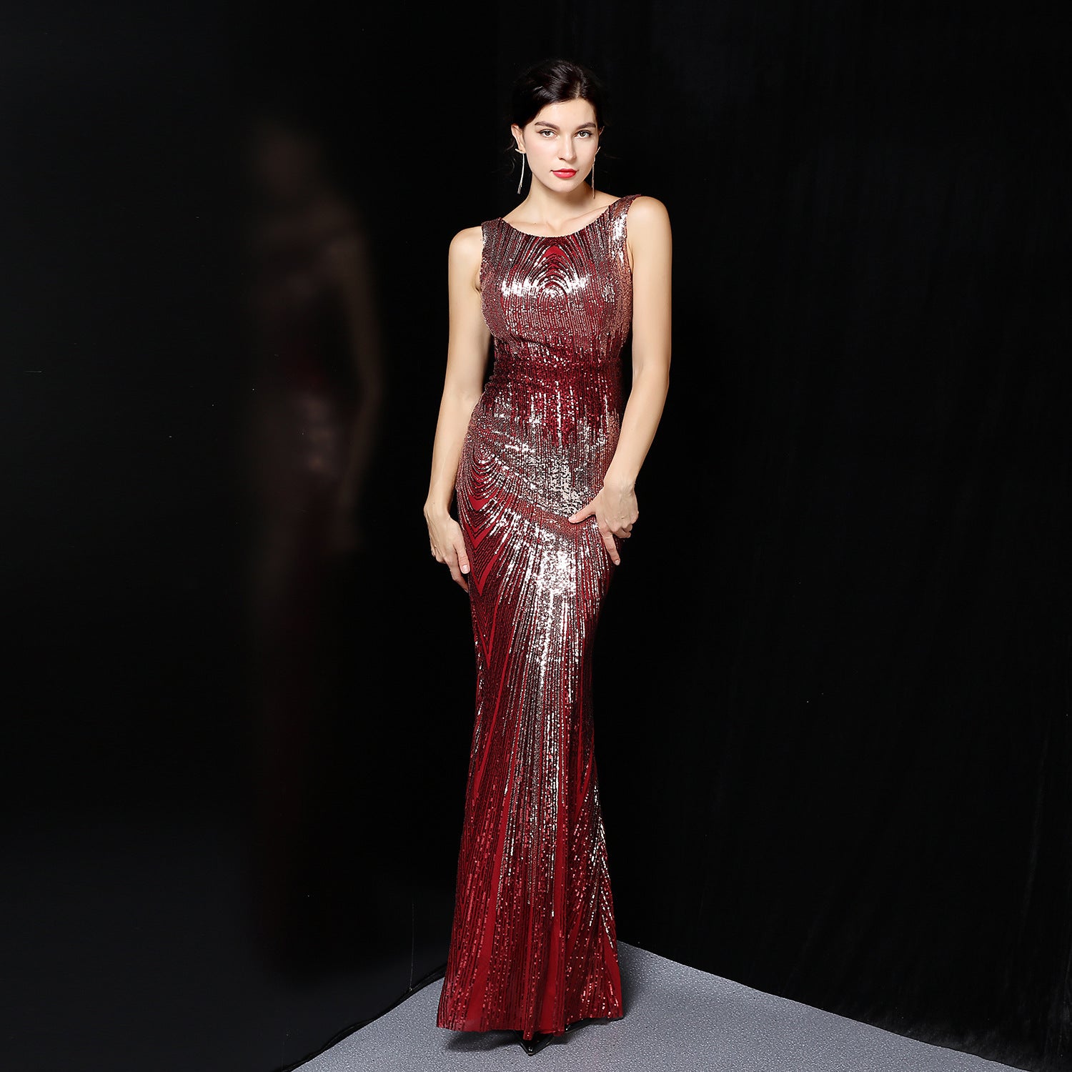Luxury Sequin Mermail Women Formal Party Evening Dress Sexy Sleeveless Long Slim Bridal Gown 14