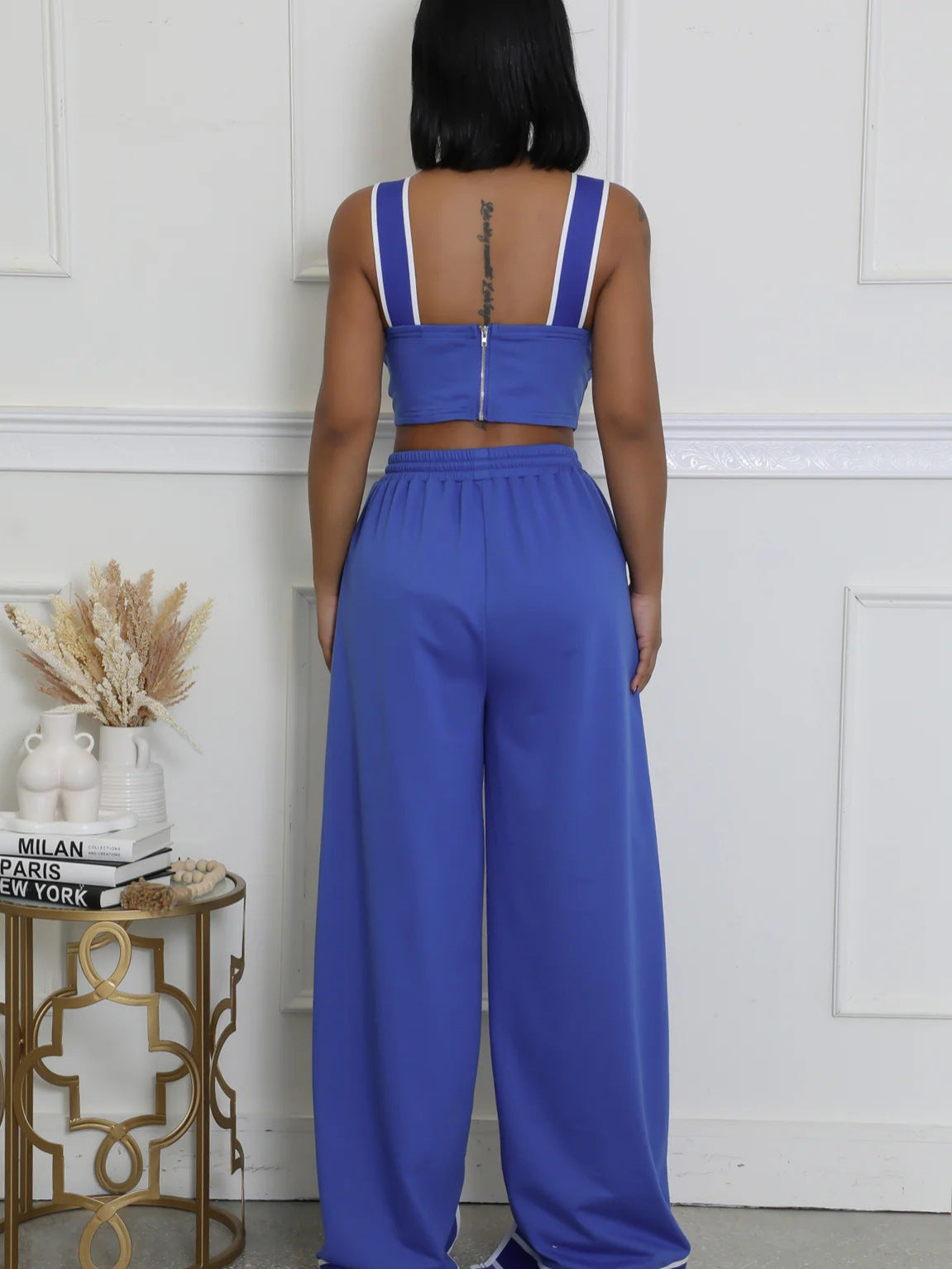 Women's Strap High-Waist Lace-Up Fashion Two Piece Pants Set 5