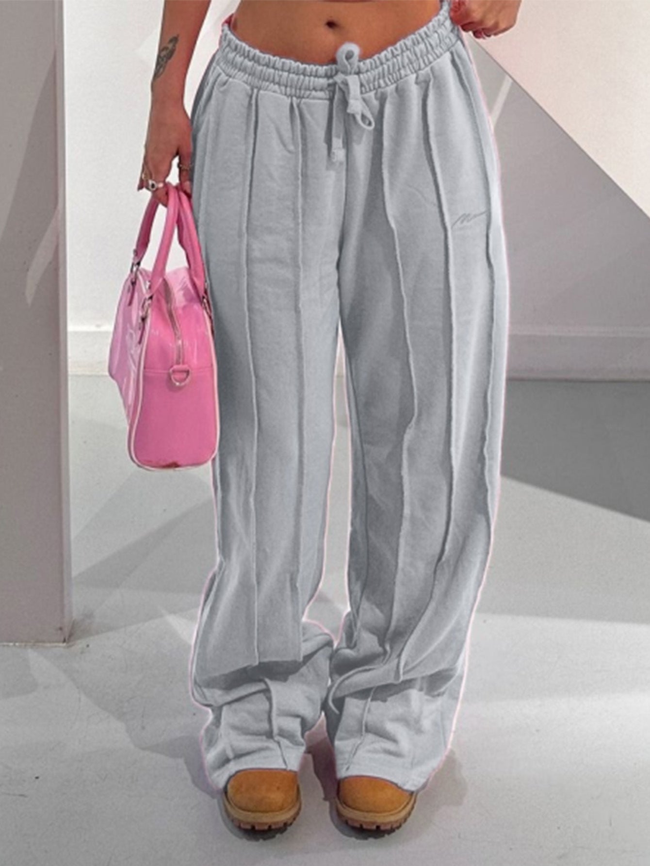 Women's Summer Loose Drawstring Trousers Solid Color Fashion Casual Pants