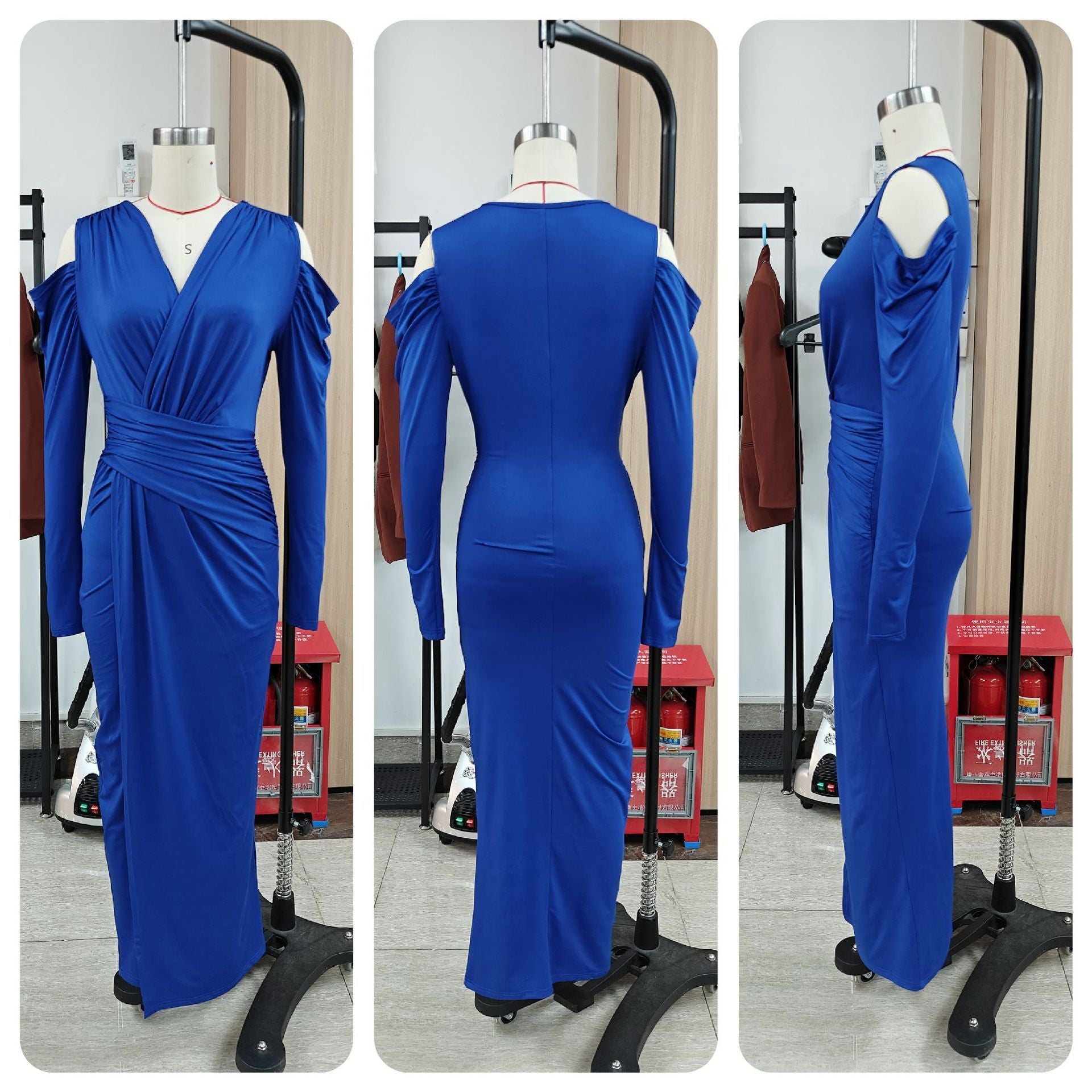 Women's V-Neck High-Slit Evening Gown Maxi Dress 4