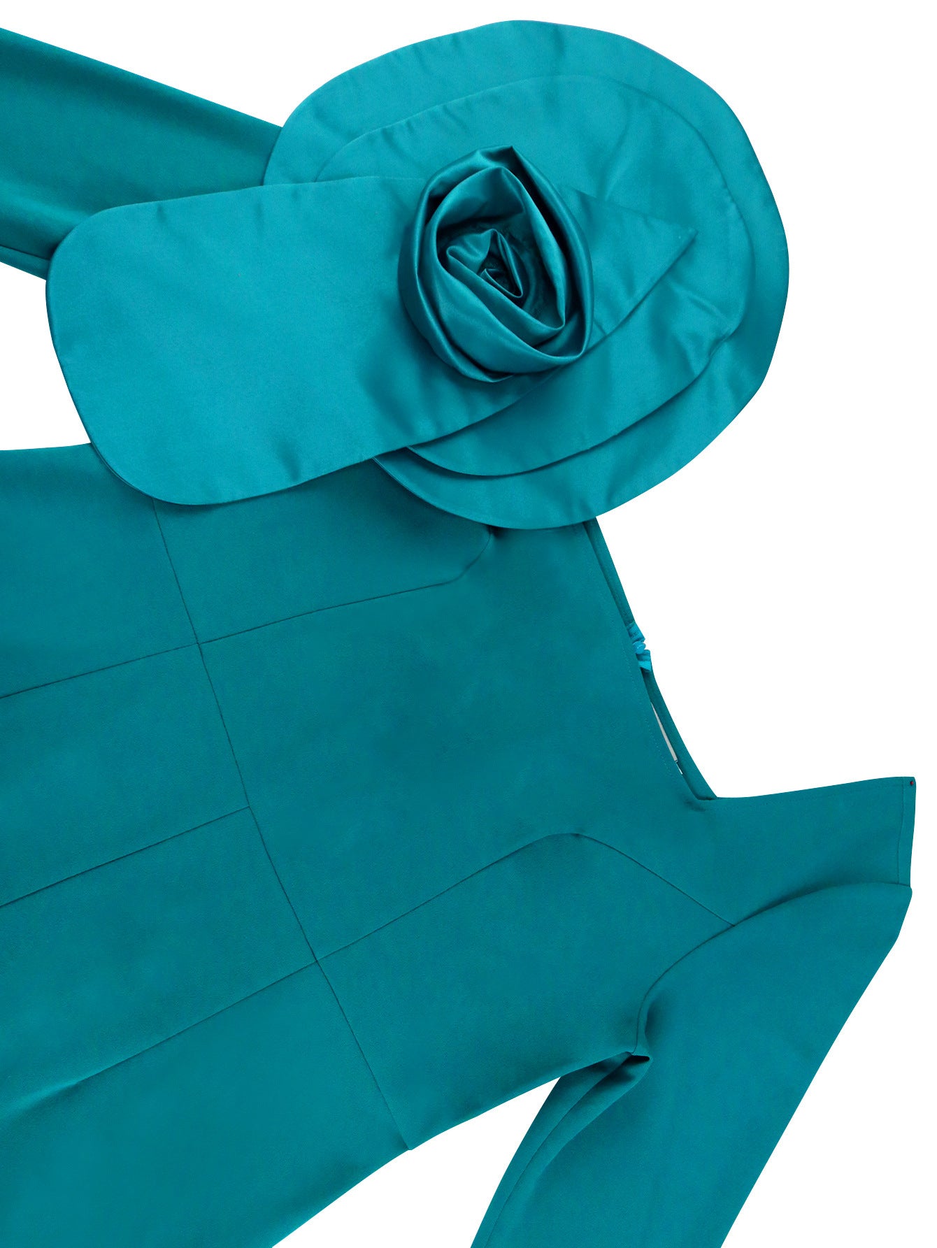 Solid Color Elegant Bell Bottom Sleeve Flower Evening Dresses 7