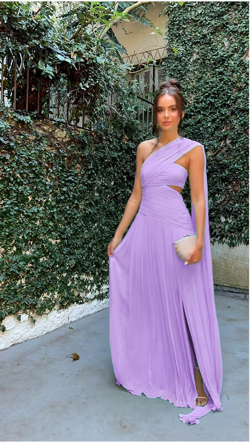 Women Strapless Pleated Ribbon Slit Dress 16