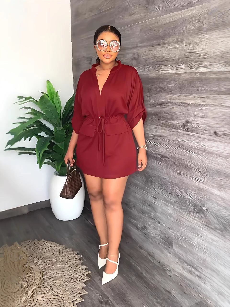 Women v-neck sexy dress lace dress