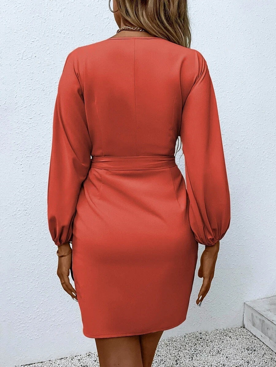 Women Spring Summer Sexy Lace-up Satin Dress 21