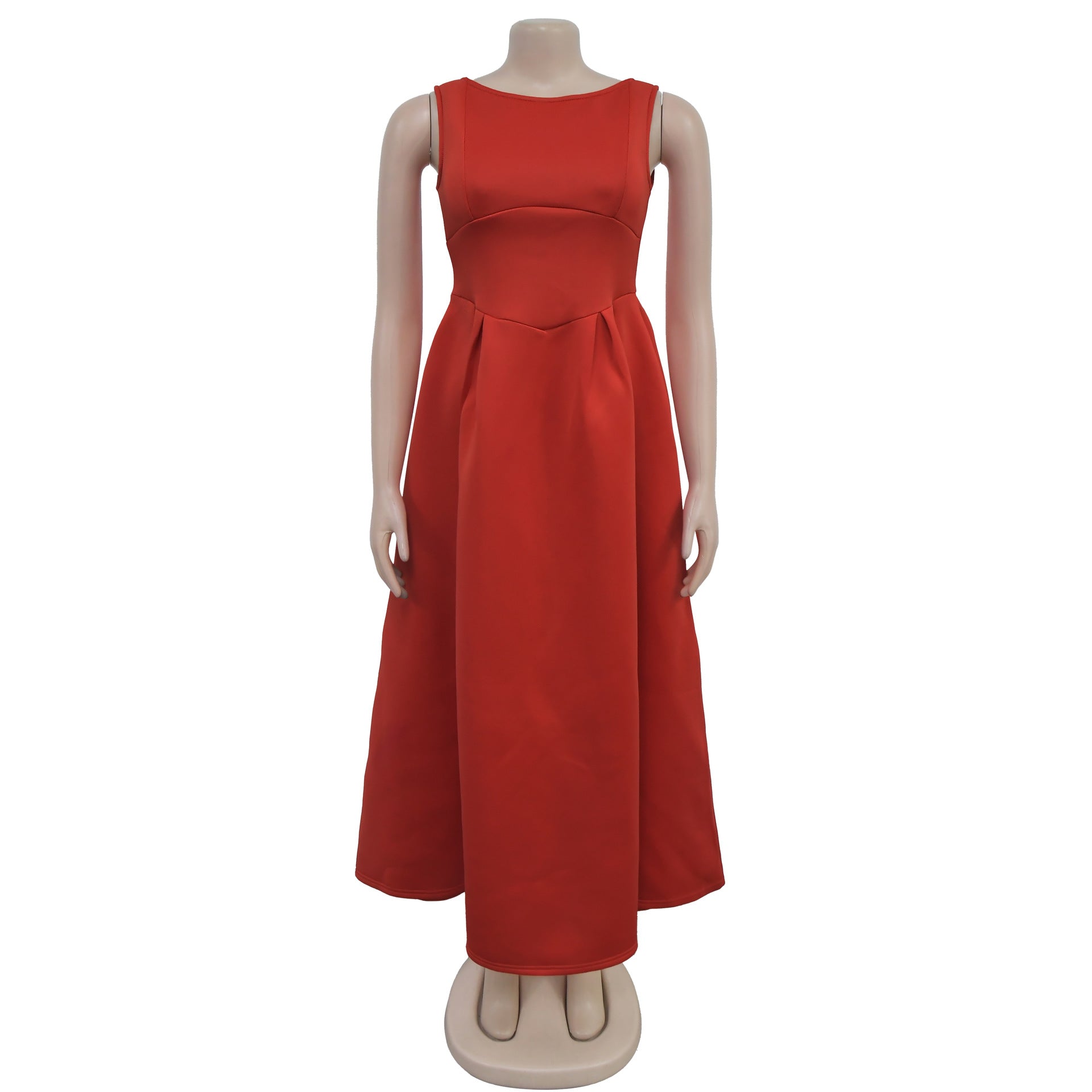 Fashionable women's Low Back retro sleeveless Backless A-line long dress 30