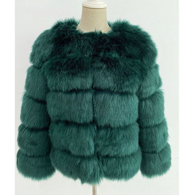 Women's Cropped Long Sleeve Fur Faux Fur Coat 22
