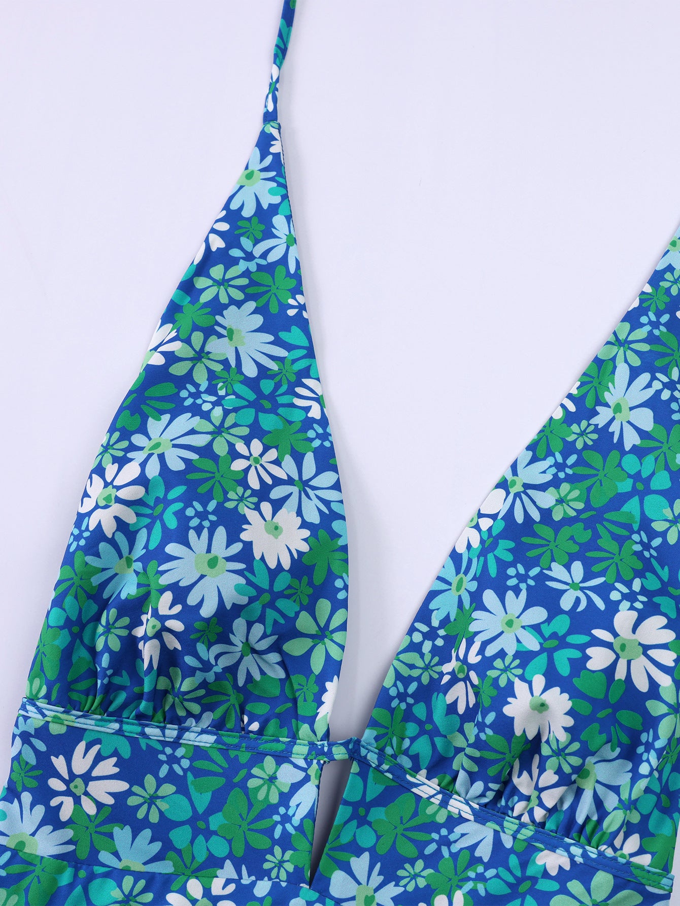 Women Halter Neck Lace-Up Print Sexy V-Neck Backless Dress 7