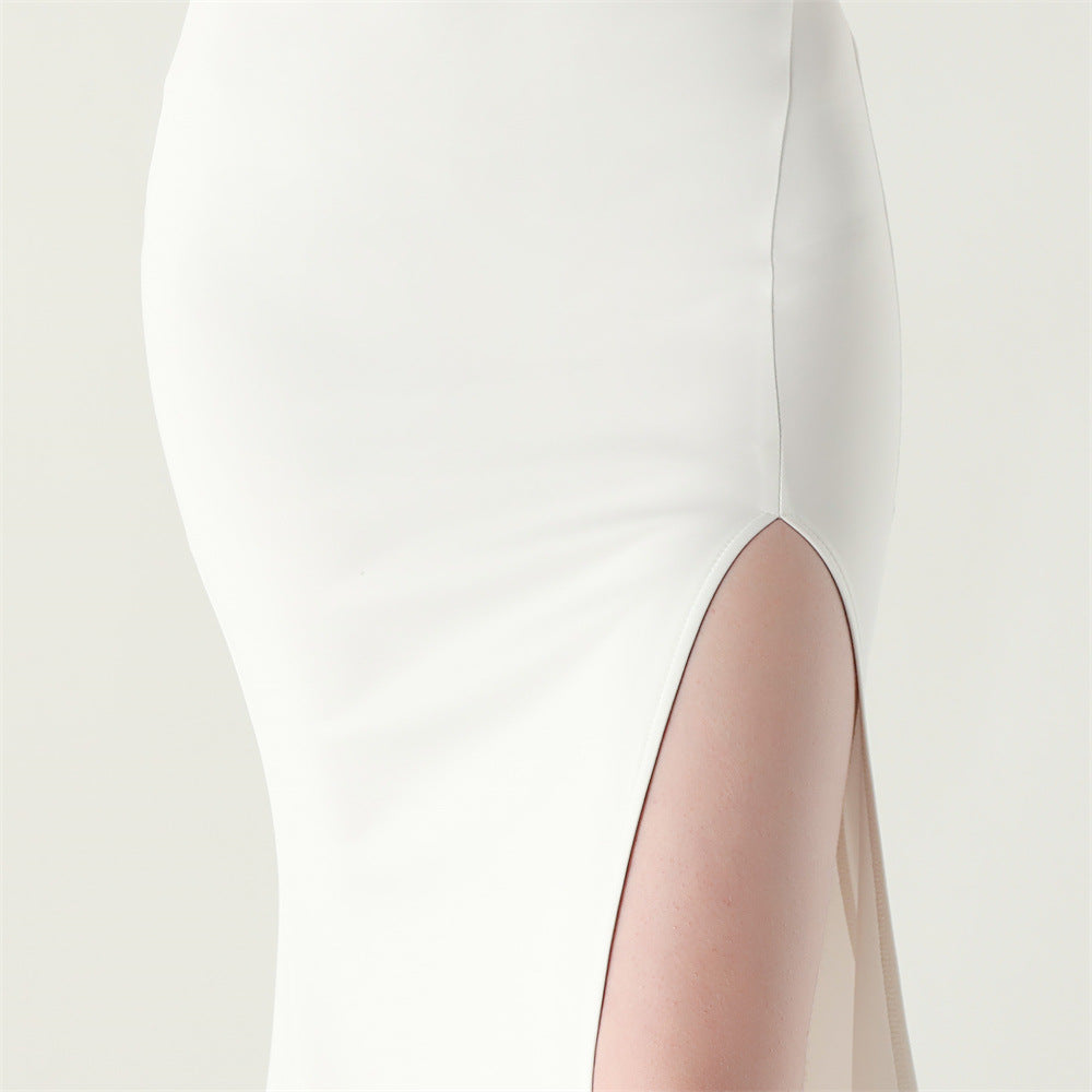 Women Fishbone Lace Sequin Formal Dinner Wedding Fishtail Evening Dress 71