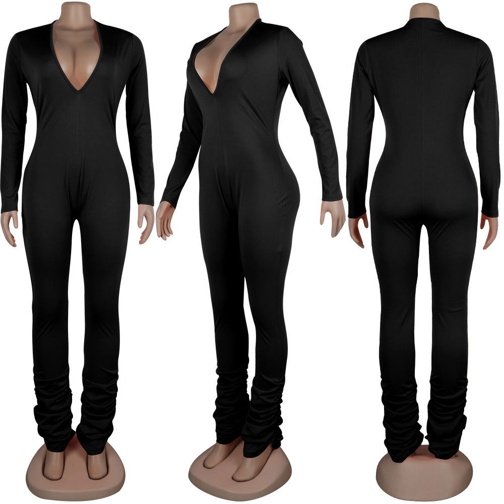 Women Solid V Neck Jumpsuit 17