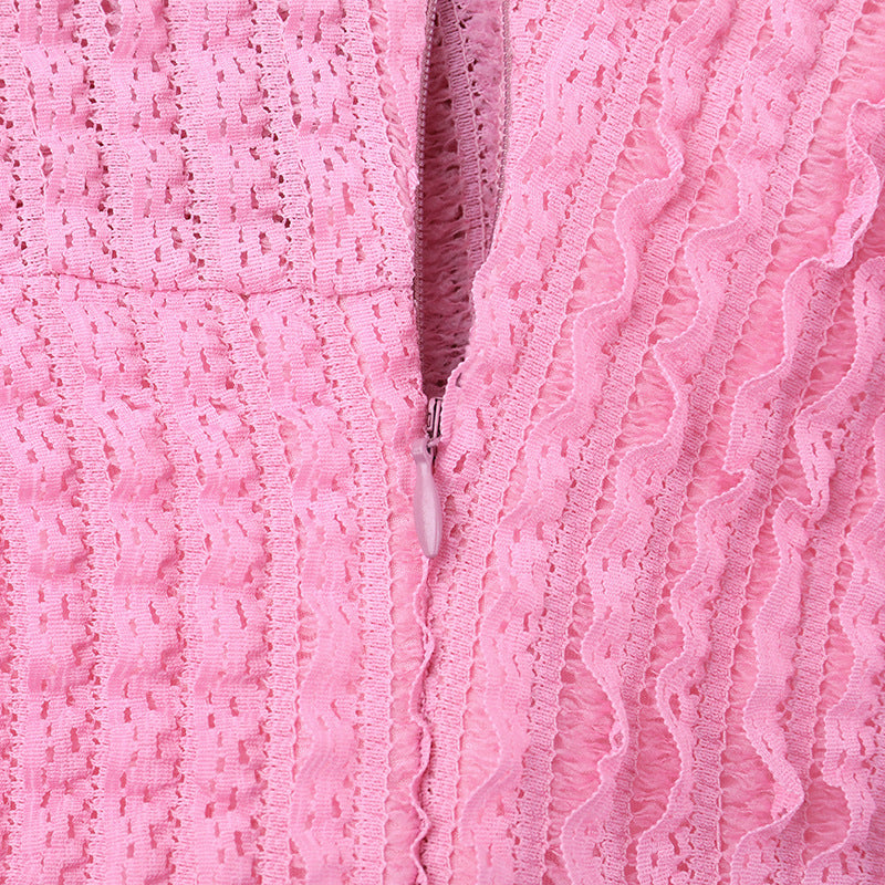 Women Elegant Jacquard Off-Shoulder Wave Pattern Long-Sleeved Dress 17