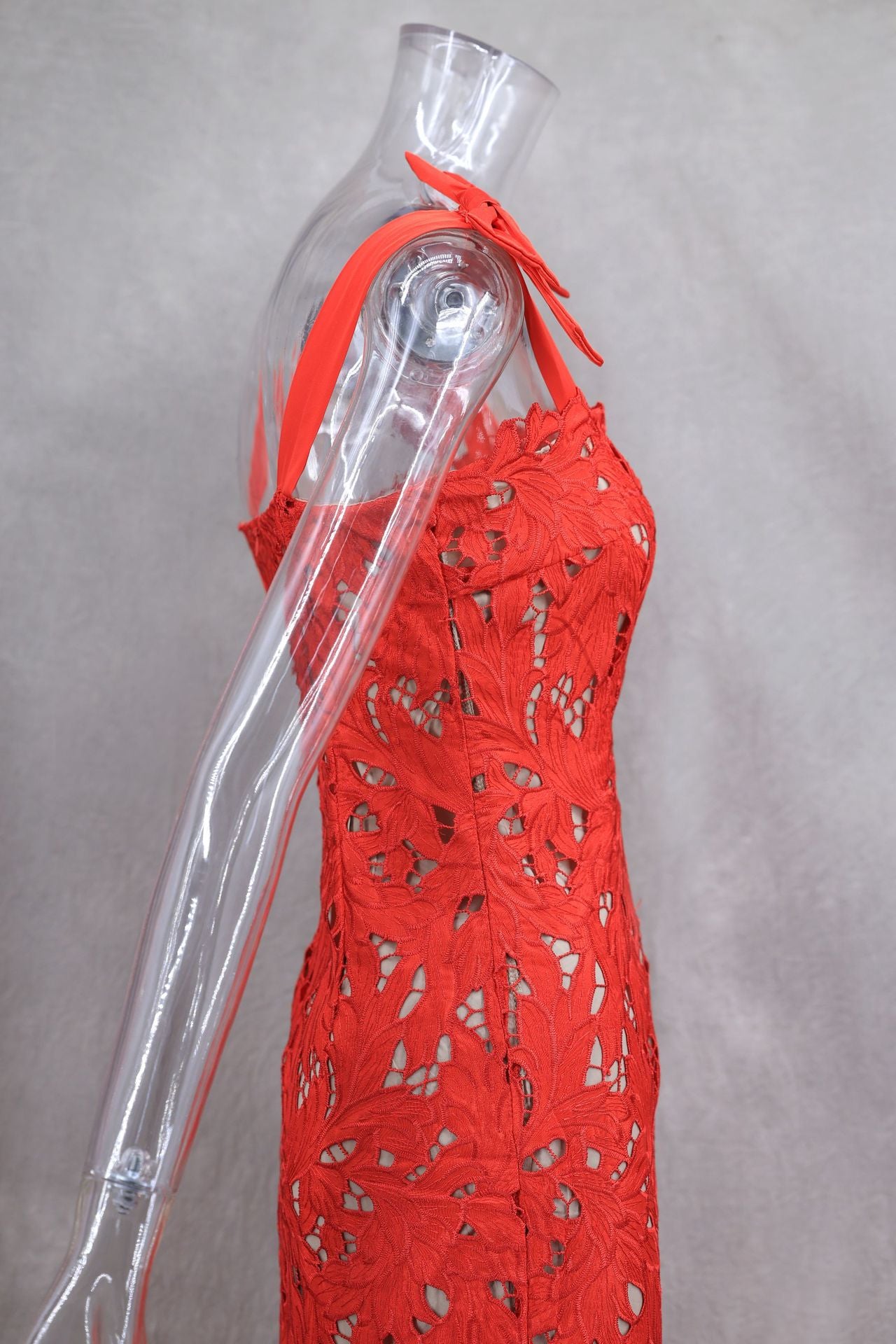 Women Spring and Summer Bow Embroidered Hollow Bodycon Dress 17