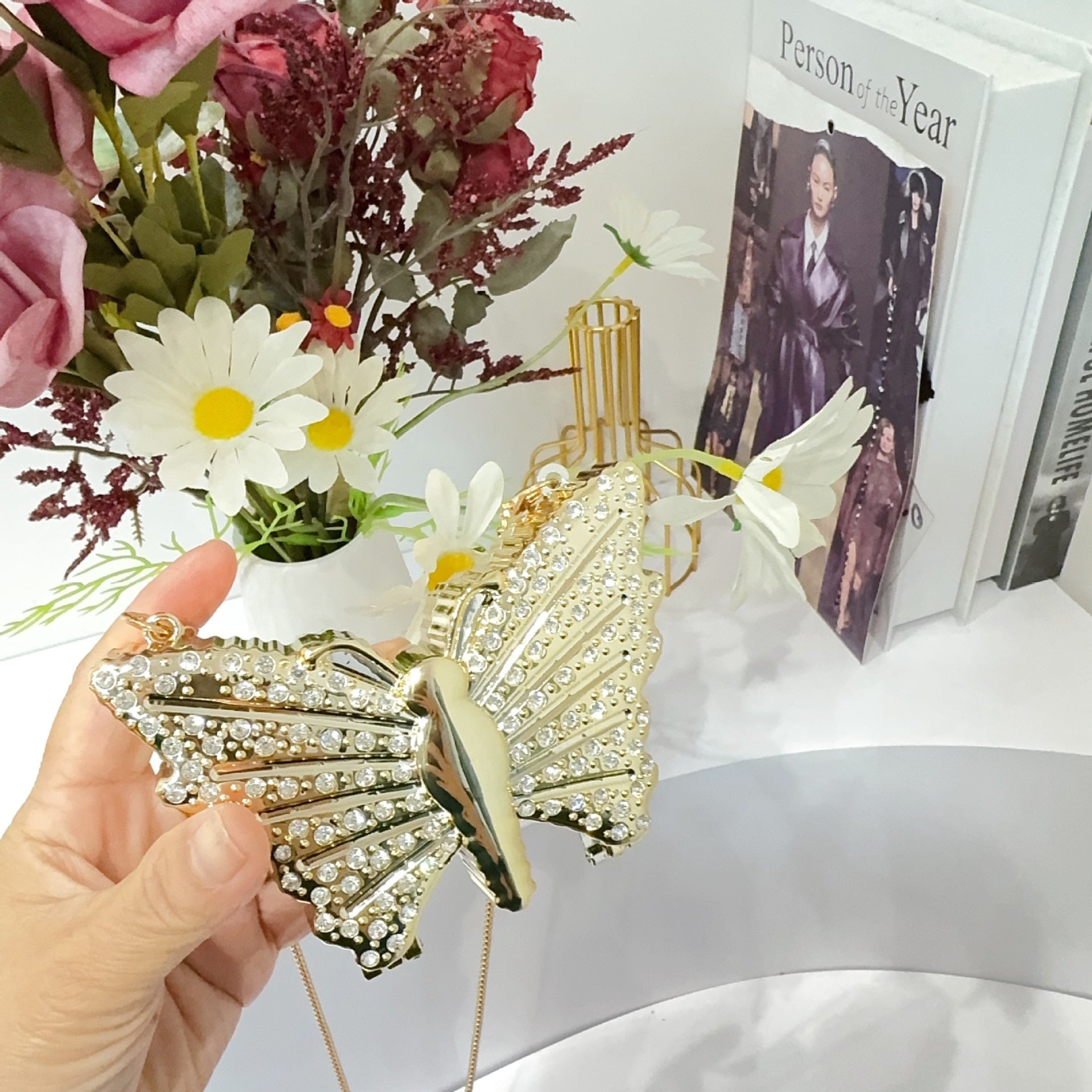 Women Chain Diamond-Encrusted Butterfly Mini Shoulder Bag 14