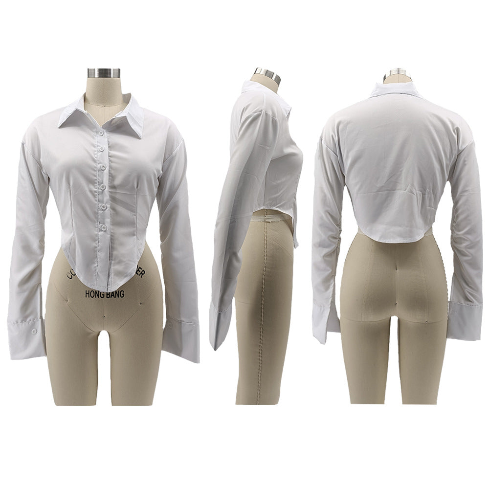 Sexy Solid Color Slim Fit Long Sleeve Shirt 6