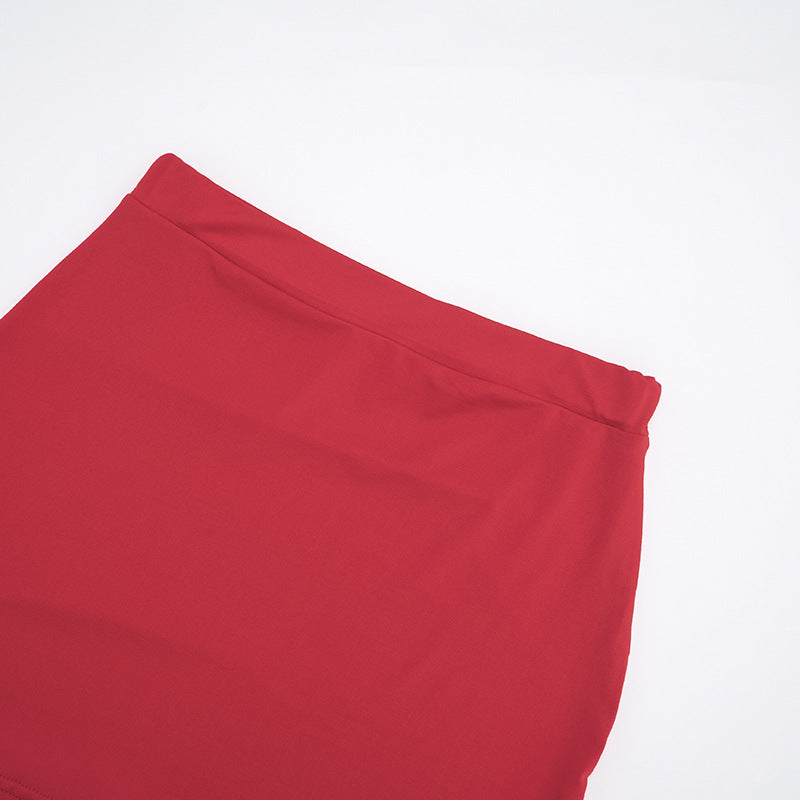 Women Off-Shoulder Bell Bottom Long-Sleeved Top and Skirt Two-Piece Set 42