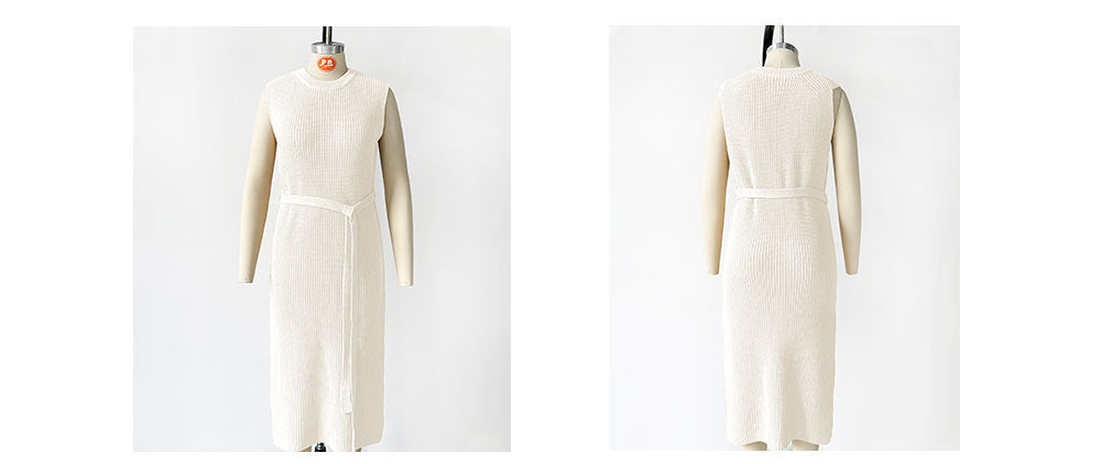 Spring Spring Solid Color Round Neck  Slit  Fashion Knitting Dress 17