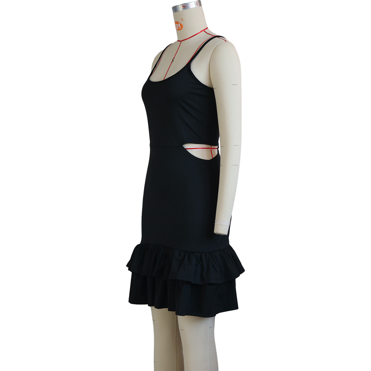 Women Casual Strap Ruffle Bodycon Dress 10