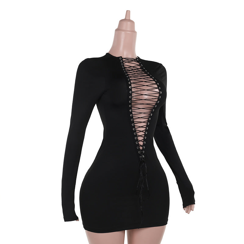 Autumn Long Sleeve Lace-Up Sexy Bodycon Dress 6
