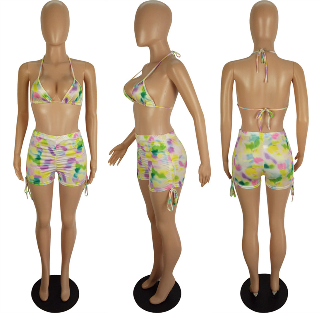 Spring And Summer Women's Sexy Multi-Color Printed Two-Piece Shorts Set 19