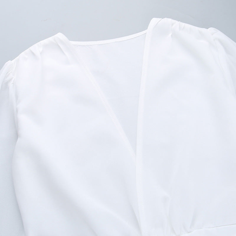 Spring Chic Fashion Deep V Bell Bottom Long Sleeve Bodycon Dress 12