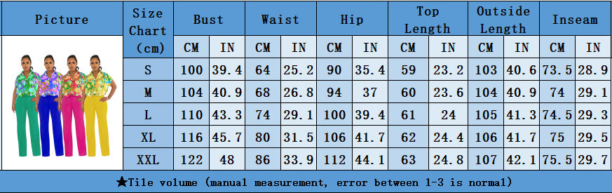 Women's Fashion Summer Printed Shirt Straight Leg Pants Suit For Women 11