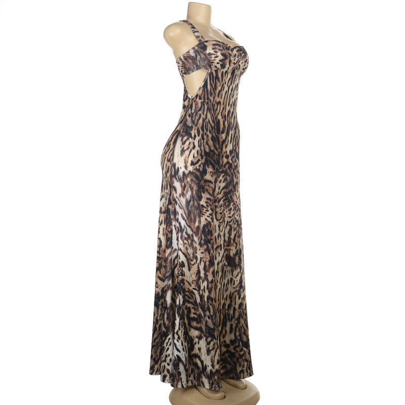Women Leopard Print Summer Holiday Strap Dress 7