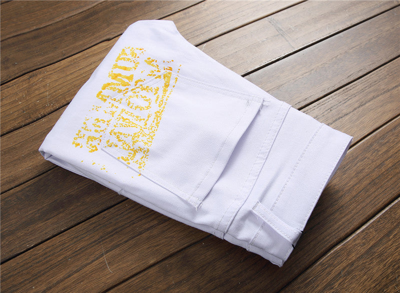 Men's Stretch Casual Printed Straight Denim Pants 20