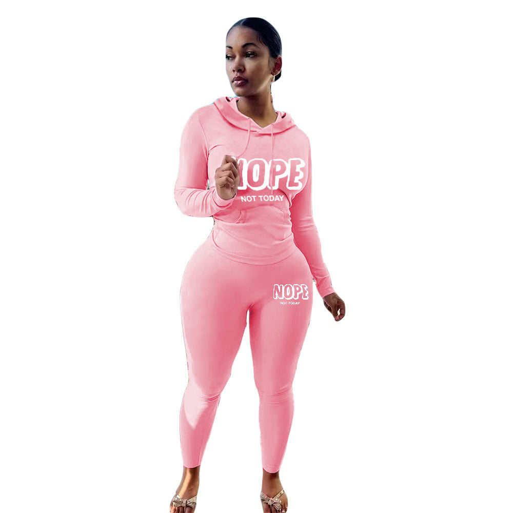 Plus Size Women's Sexy Fashion Printed Sports Two-Piece Pants Set 13