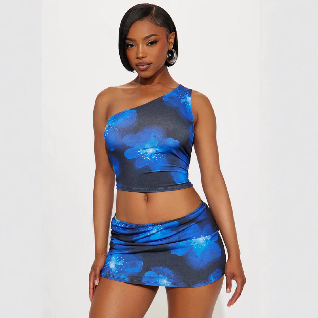 Women Print Top and Skirt Two-piece Set 4