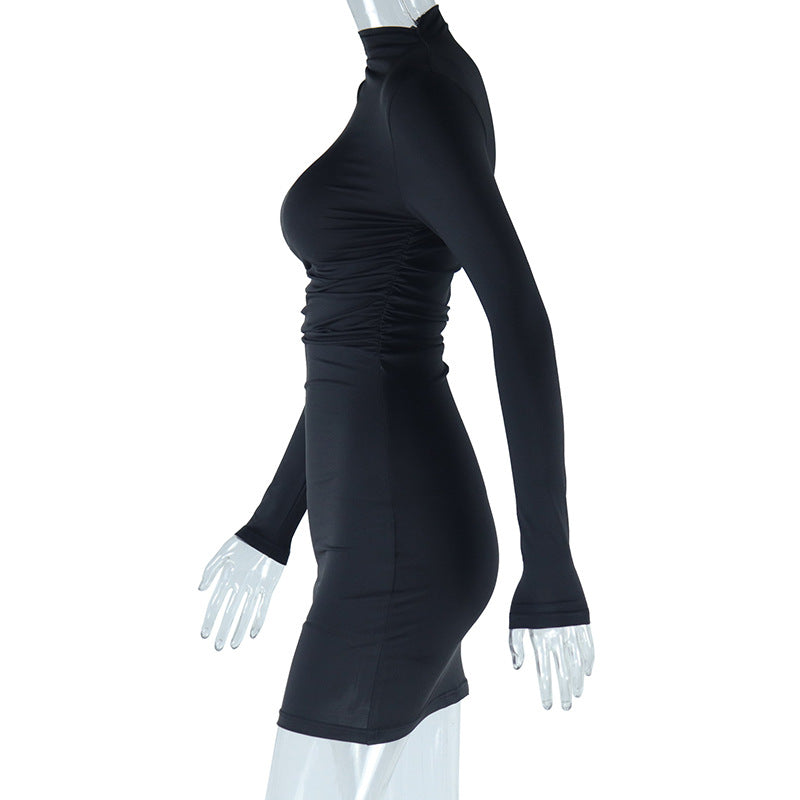 Women's Solid Color Round Neck Long-Sleeved Trendy Women's Bodycon Dress 10