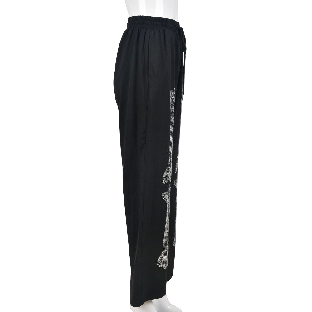 Autumn Women's Fashion Trend Beaded Skull Sweatpants Casual Pants 10